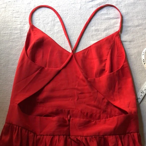 Tobi Long Red Maxi Dress Cross Straps Back Thin Straps - S - Picture 10 of 10